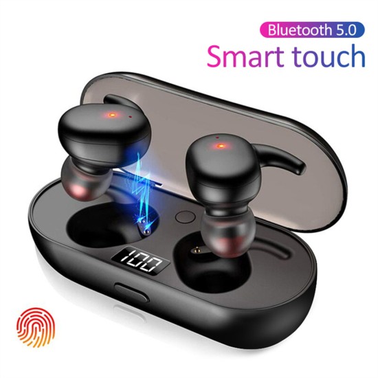 Tws Bluetooth-compatible 5.0 Wireless  Stereo  Earphones Earbuds Digital Display In-ear Noise Reduction Waterproof Headphone With Charging Case White