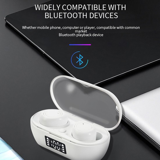 Tws Digital Display Wireless Bluetooth-compatible 5.0 Headset True Stereo Binaural Running Music Earbuds Gaming Earphones Black