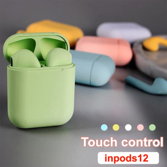 Tws Macaron I12 Wireless Headphones Bluetooth Earphone Headset Super Bass Sound Earbuds Green