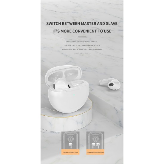 Tws Wireless  Earphones For Iphone Sports Earphones With Microphone Bass Air Pro 6 Orange