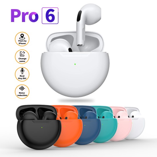 Tws Wireless  Earphones For Iphone Sports Earphones With Microphone Bass Air Pro 6 Orange