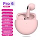 Tws Wireless  Earphones For Iphone Sports Earphones With Microphone Bass Air Pro 6 Pink