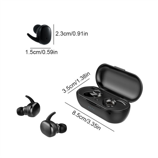 Tws Wireless  Stereo  Headphones Bluetooth-compatible 5.0 In-ear Noise Reduction Waterproof Earbuds Headset With Charging Case black