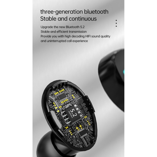 Tws Wireless Bluetooth Headset Digital Display Low Latency Noise Reduction Gaming Earphone M36 Black