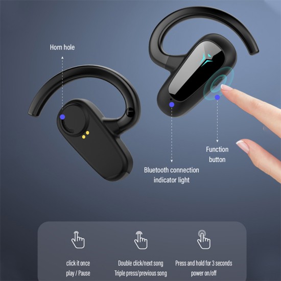 Tws-t8 Air Conduction Earphones Bluetooth Noise Cancelling Hi-fi Stereo Waterproof Sports Headset Black