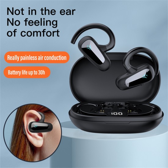 Tws-t8 Air Conduction Earphones Bluetooth Noise Cancelling Hi-fi Stereo Waterproof Sports Headset Black