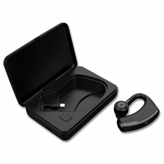 V10 Bluetooth 5.0 Business Headphone Wireless Headset Sport Earbud with Charging Box Black with Charging Box