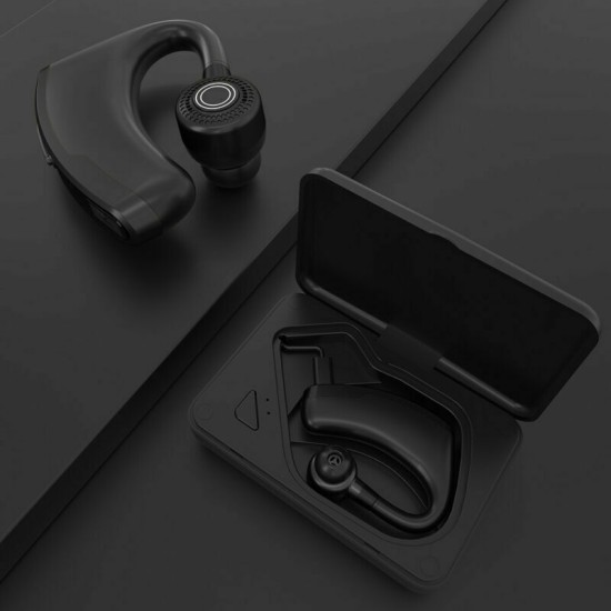 V10 Bluetooth 5.0 Business Headphone Wireless Headset Sport Earbud with Charging Box Black with Charging Box