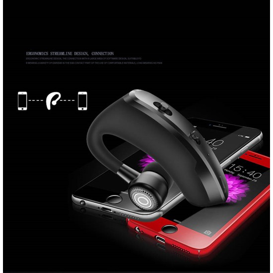 V9 Wireless Bluetooth Earphones Hands-free Business Headset With Microphone Noise Reduction Headset black