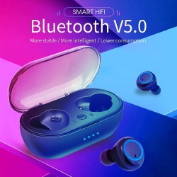 W12 TWS Wireless Earphone for IOS Android Mobile Phone Bluetooth 5.0 Multi-function Sports Headphone Touch Control Earbuds with Charging Box  Blue ring button version