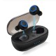 W12 TWS Wireless Earphone for IOS Android Mobile Phone Bluetooth 5.0 Multi-function Sports Headphone Touch Control Earbuds with Charging Box  Blue ring button version