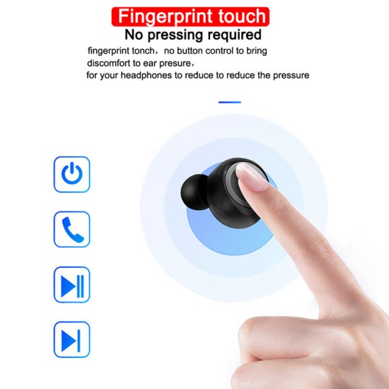 W12 TWS Wireless Earphone for IOS Android Mobile Phone Bluetooth 5.0 Multi-function Sports Headphone Touch Control Earbuds with Charging Box  Blue ring button version