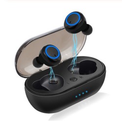 W12 TWS Wireless Earphone for IOS Android Mobile Phone Bluetooth 5.0 Multi-function Sports Headphone Touch Control Earbuds with Charging Box  Blue ring button version