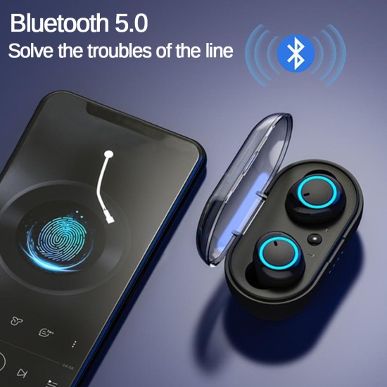 W12 TWS Wireless Earphone for IOS Android Mobile Phone Bluetooth 5.0 Multi-function Sports Headphone Touch Control Earbuds with Charging Box  Black touch version