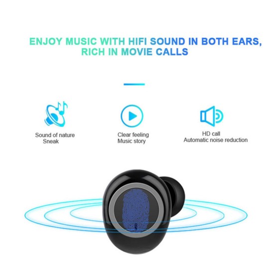 W12 TWS Wireless Earphone for IOS Android Mobile Phone Bluetooth 5.0 Multi-function Sports Headphone Touch Control Earbuds with Charging Box  Blue ring touch version