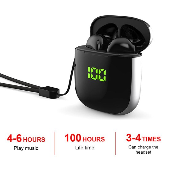 WK60 TWS Bluetooth Earphone Swearproof Earbuds Headset LED Display Wireless Charging Headphones i12 i18 i16 Max Pro TWS Black+Gold