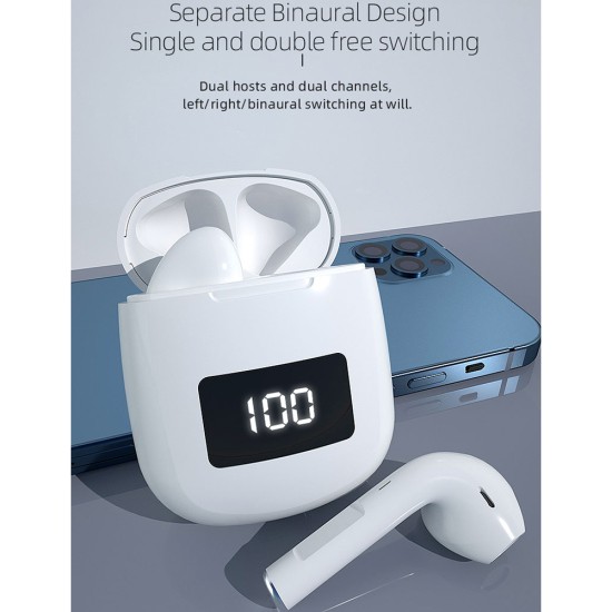 Wireless  Earphone Waterproof Bluetooth-compatible Headphone Sport Stereo Earbuds Headset With Mic White