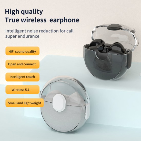 Wireless Bluetooth 5.1 Earphones Touch-control Noise-cancelling Hifi Music Earbuds with Microphone L12s Black