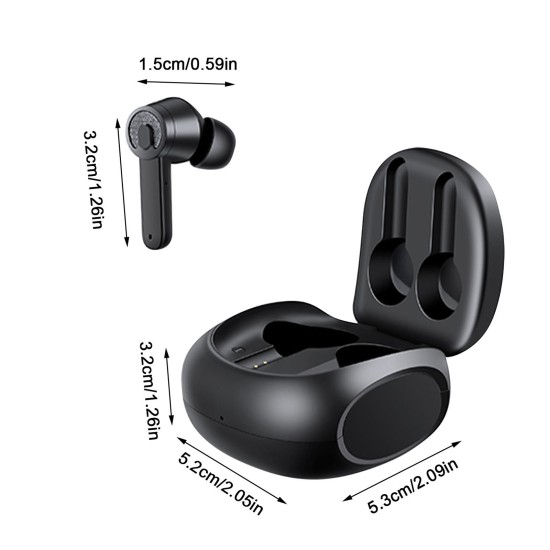 Wireless Bluetooth 5.1 Headset Es06 Waterproof Hifi Music Earbuds Fingerprint Earphones Black