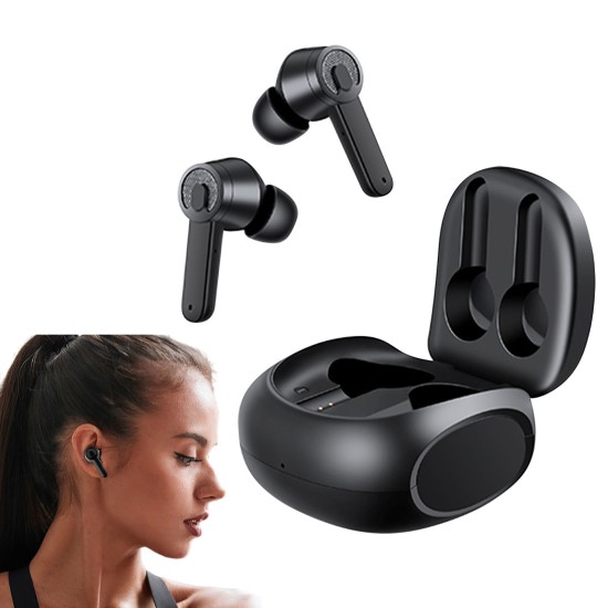 Wireless Bluetooth 5.1 Headset Es06 Waterproof Hifi Music Earbuds Fingerprint Earphones Black