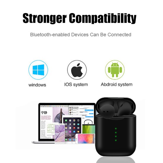 Wireless Bluetooth Earphone V8 Wireless Earphones with Charging Box Case Bluetooth Headset for Phone - Black