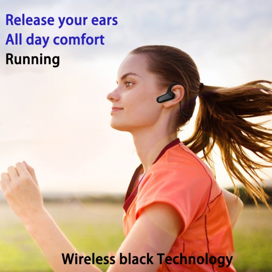 Wireless Bluetooth Earphones F808 Concept Bone Conduction Bluetooth Headset black