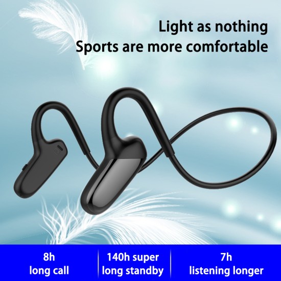 Wireless Bluetooth Earphones F808 Concept Bone Conduction Bluetooth Headset black