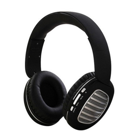 Wireless Bluetooth Foldable Headset FM Radio Stereo Music Portable Headset Black and silver