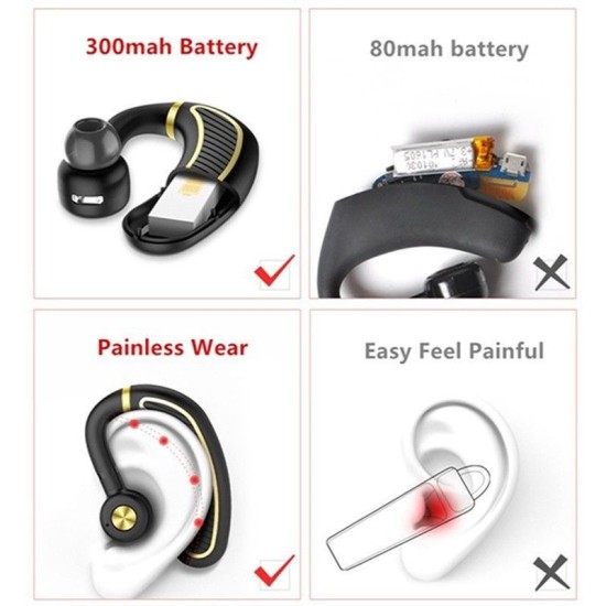 Wireless Bluetooth Headset Sports Earphone for iPhone Samsung White gold