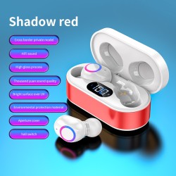 Wireless Bluetooth-compatible Earphones Noise Canceling Hd Call Portable Mini Headset with Microphone Red