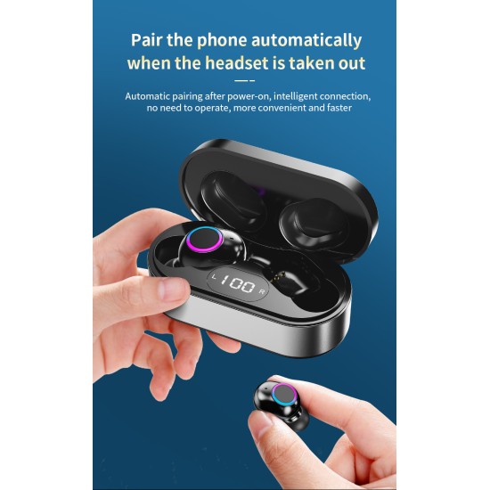 Wireless Bluetooth-compatible Earphones Noise Canceling Hd Call Portable Mini Headset with Microphone Red