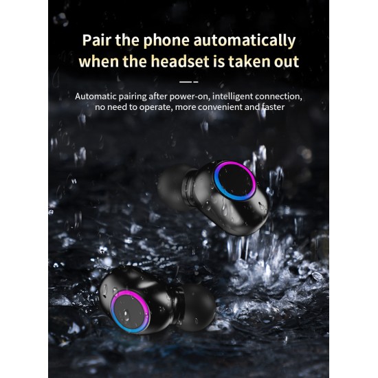 Wireless Bluetooth-compatible Earphones Noise Canceling Hd Call Portable Mini Headset with Microphone Black