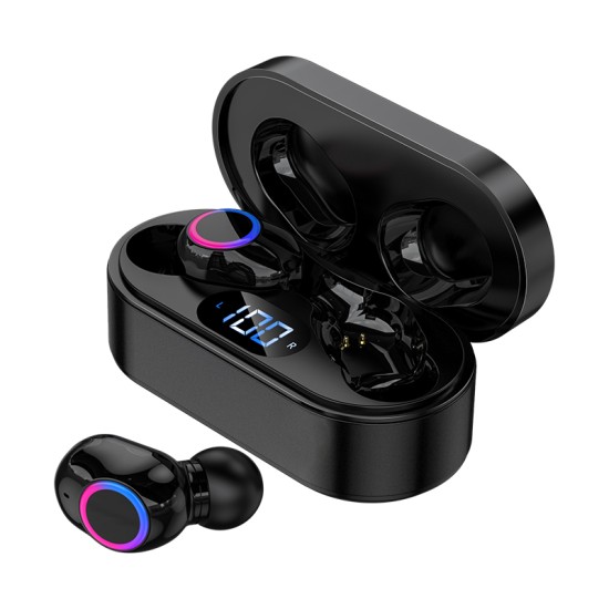 Wireless Bluetooth-compatible Earphones Noise Canceling Hd Call Portable Mini Headset with Microphone Black