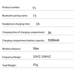 Wireless Bluetooth-compatible V5.0 Headphones 3500mah Battery Noise Reduction Tws In-ear Stereo Sports Running Mobile Phone Headset 315 standard black