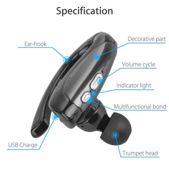 Wireless Business Bluetooth Noise Cancelling Headset Earpiece for Driving blue