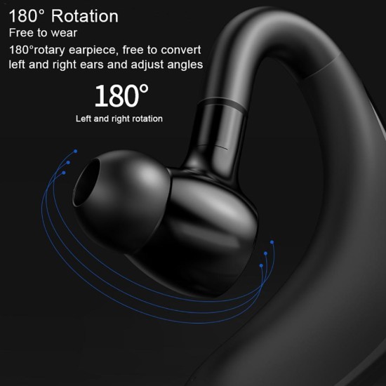 Wireless Earphone Bluetooth 5.0 Headset Long Standby Business Driving Hanging Ear Headset IPX4 Waterproof Sports Headphone blue