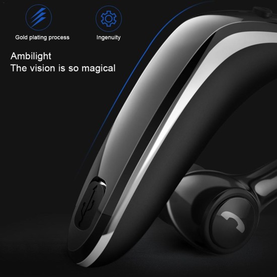 Wireless Earphone Bluetooth 5.0 Headset Long Standby Business Driving Hanging Ear Headset IPX4 Waterproof Sports Headphone blue