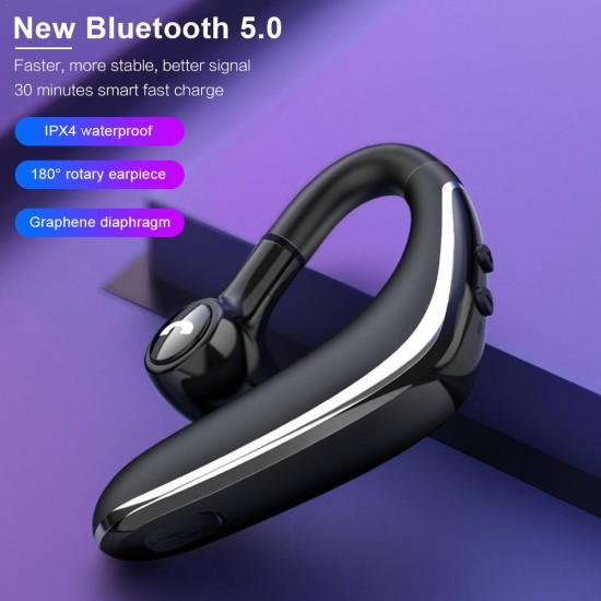 Wireless Earphone Bluetooth 5.0 Headset Long Standby Business Driving Hanging Ear Headset IPX4 Waterproof Sports Headphone blue