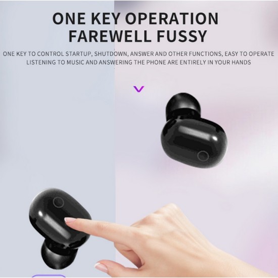 Wireless Earphone for IOS Android Cellphones Bluetooth V5.0 LED Display With Charging Bin Power Bank  black