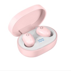 Wireless Earphone for IOS Android Cellphones Bluetooth V5.0 LED Display With Charging Bin Power Bank  pink