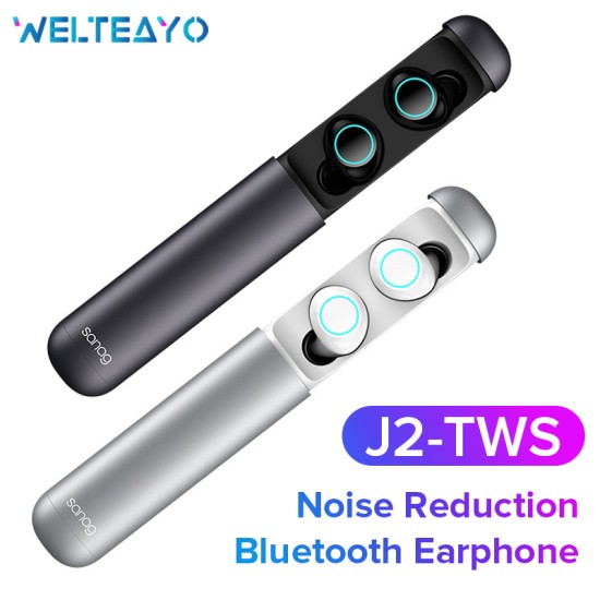 Wireless Headphones Mini Bluetooth 5.0 Stereo Headsets TWS Noise Cancelling Music Headphones Silver