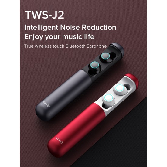 Wireless Headphones Mini Bluetooth 5.0 Stereo Headsets TWS Noise Cancelling Music Headphones red