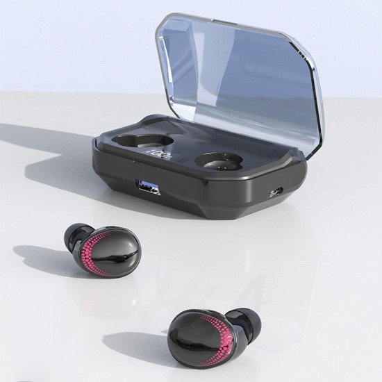 X10 TWS Bluetooth V5.0 HiFi Wireless Earbuds 8D Stereo Sport Mic Earphones With 3000mAh Charging Box black