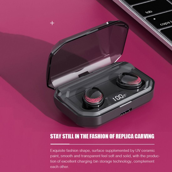 X10 TWS Bluetooth V5.0 HiFi Wireless Earbuds 8D Stereo Sport Mic Earphones With 3000mAh Charging Box black