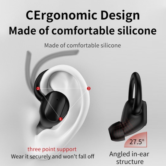 X10pro Bluetooth 5.1 Headset Digital Display Hanging Ear Earbuds Stereo In-ear Earphones Black