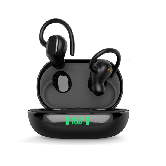 X10pro Bluetooth 5.1 Headset Digital Display Hanging Ear Earbuds Stereo In-ear Earphones Black