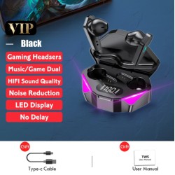 X15 Waterproof Wireless Bluetooth-compatible  Earphone Sport Headphones, Noise Reduction Gaming Headset, No-delay In-ear Universal black