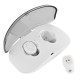 X18 Wireless Headset Hidden Earpiece 5.0 Bluetooth Wireless Stereo Earphone with Mic Portable Battery Storage - White