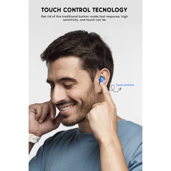 X26 Wireless Binaural 5.0 Bluetooth Headset In-Ear Noise Reduction Touch Control Earbuds Smart Waterproof HiFi Earphone silver