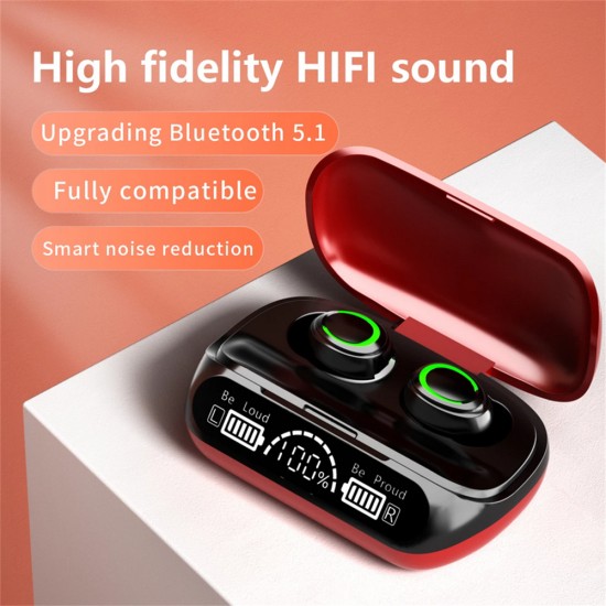 Xg02 Tws Wireless Headset Bluetooth 5.1 Led Large Screen Display Hifi Music Headphones Sports Earbuds Red